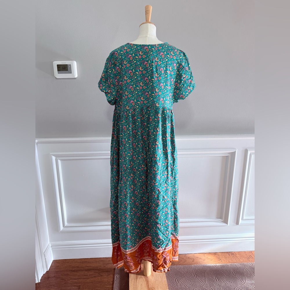 NATURAL LIFE Teal and Rust Floral Maxi Dress - Picture 2 of 6